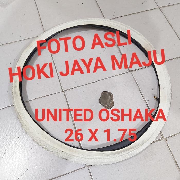 Alinja - Ban Luar 26 X 1.75 Plus Ban Dalam Sepeda United Oshaka Putih Ori Terbaru 