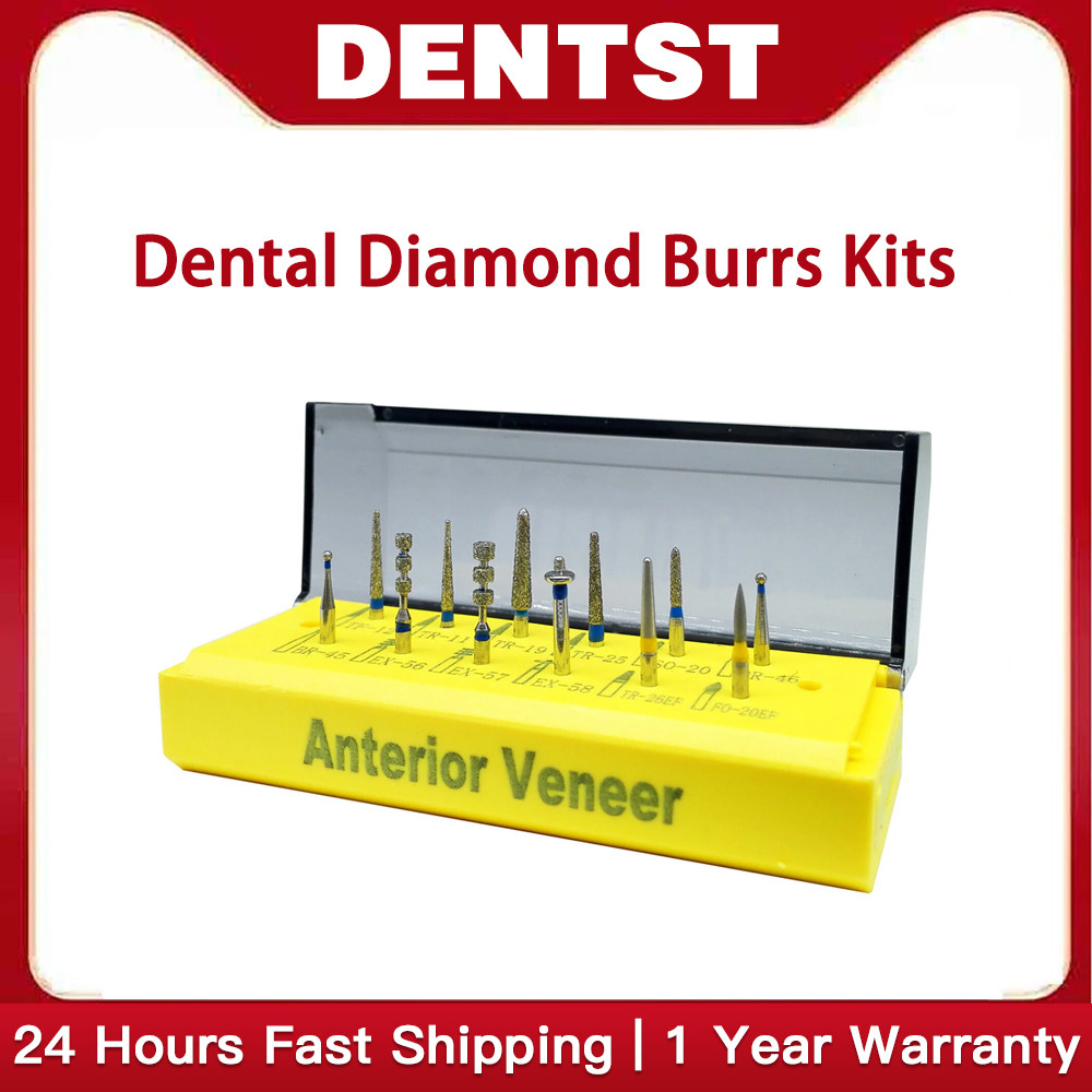 Dental Diamond Burs for Ceramic Porcelain Veneer and Broken Crown Repair All Purpose Prep Polishing