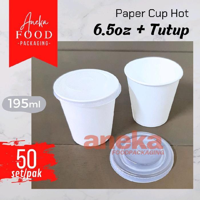 Ada Stok 50pc- Gelas kertas 6.5oz paper cup jagung jasuke polos +tutup