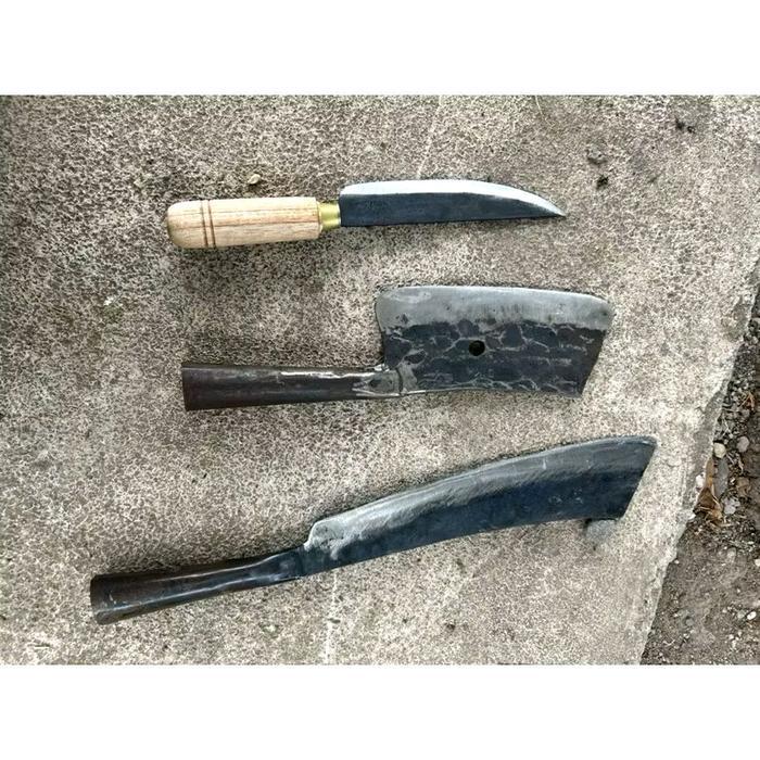 Paket 3 pcs pisau dapur cacah daging-pisau cacah tulang hewan-pisau seset kulit hewan-pisau cacah