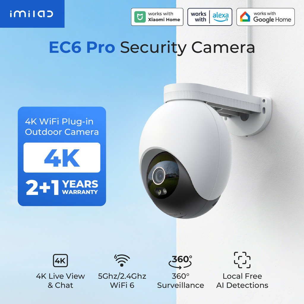 IMILAB EC6 Pro 8MP Outdoor Security WiFi Camera 2.4G/5G AI Detection Auto-Tracking CCTV 24/7