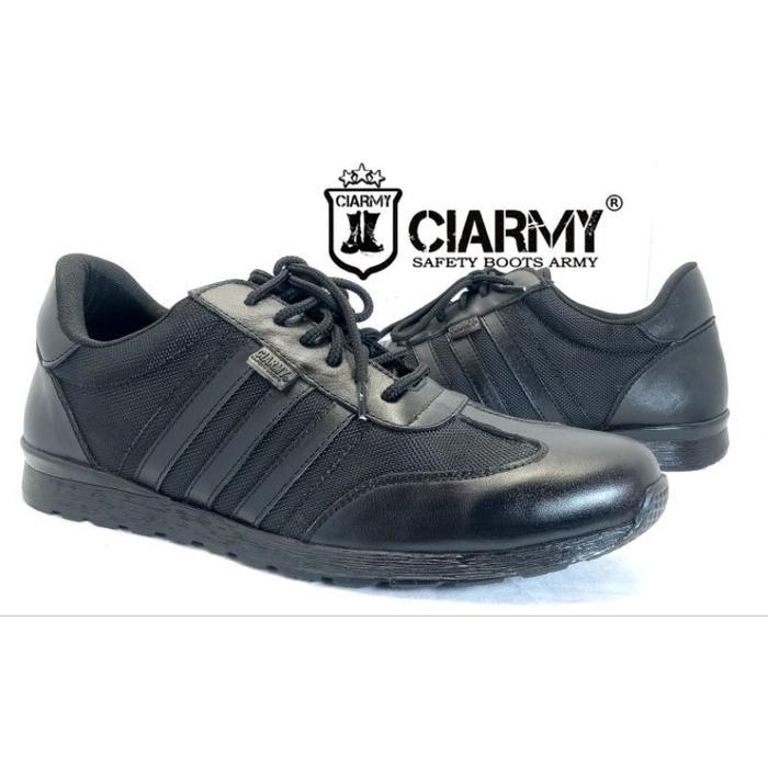 CIARMY Sepatu sneaker sport casual ciarmy type SSC-010 kulit sapi hitam pria shoes Karet