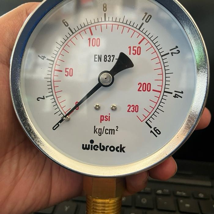 Pressure Gauge Wiebrock 4.0 Rentang 0-16Kg/Psi Konektor 1/2Npt En 837