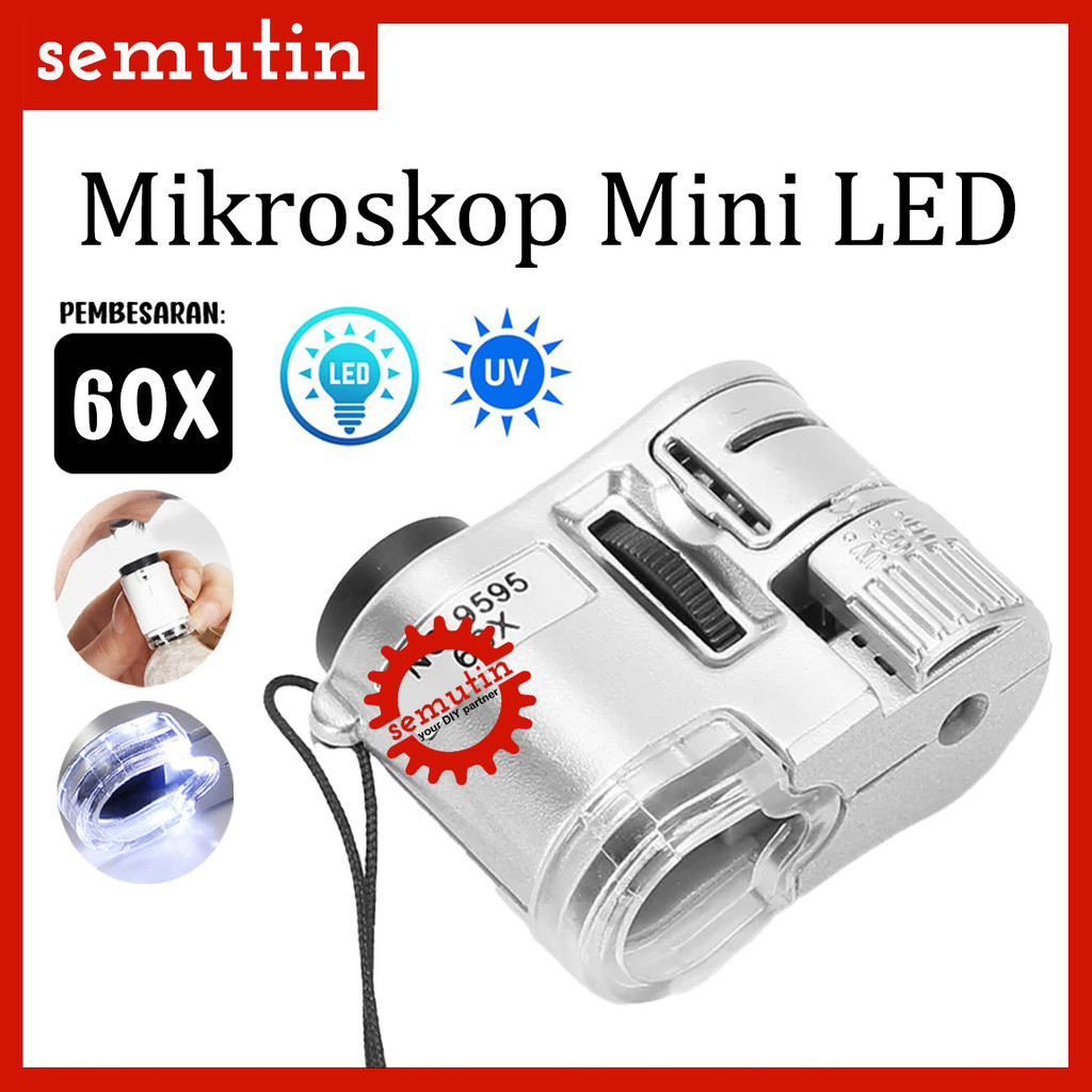 Mini Mikroskop LED UV 60x AL07 SM / Portable Microscope Detektor Uang Light Ultraviolet Kaca Pembesa