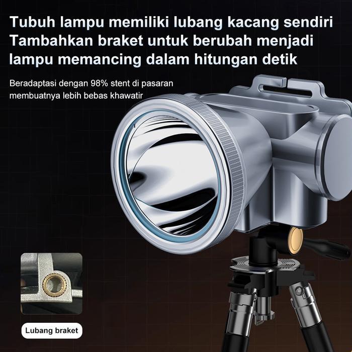 (COD) Diterangi selama Sangat terang Senter Cas Super Terang Kepala Anti Air Jarak Jauh 3800mah