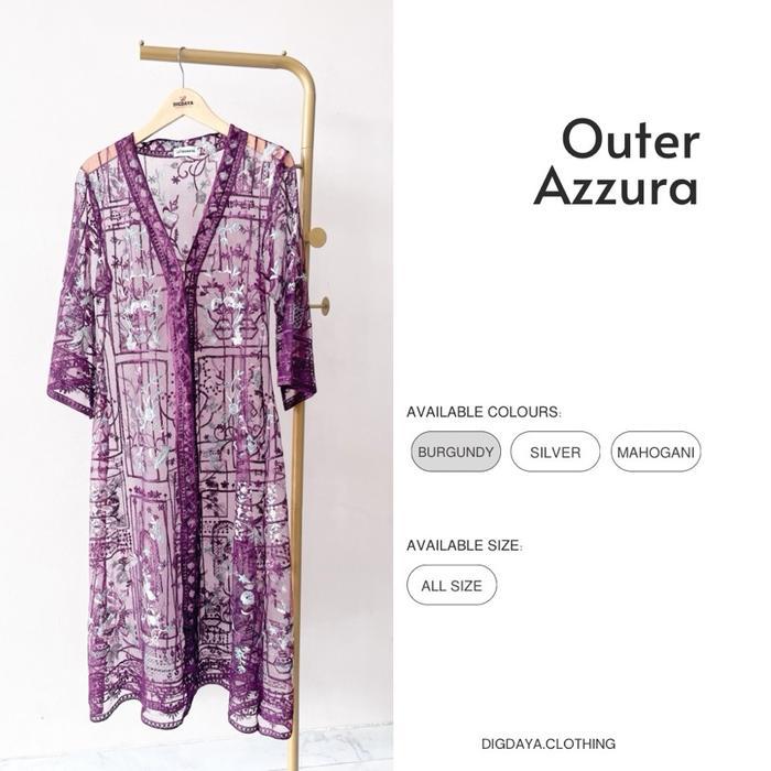[Digdaya] Outer Azzura- Long Lace Brokat JUMBO Outfit Lebaran Syar i 2026 - Cardigan Wanita Busui Fr