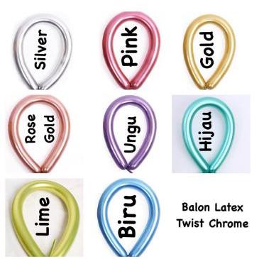 100Pcs Balon Twist Chrome Balon Panjang Bisa Dibentuk Bahan Buket Balon Dekorasi Ultah Anak Pasti