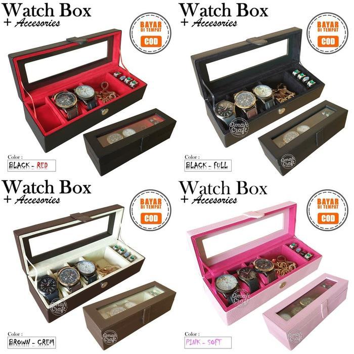 Box Jam Tempat Jam Tangan isi 3 Mix Perhiasan Kotak Cincin akik