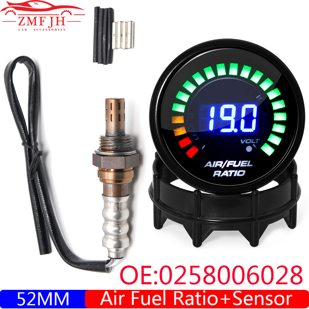 Smoked Face Digital AFR Gauge 52mm Air Fuel Ratio Meter Gauge Narrowband Oxygen O2 Sensor OE 2344209