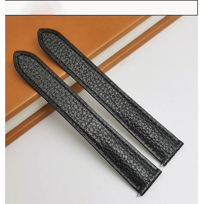 Genuine Leather Watch Strap Suitable for Cartier Santos Tank Solo Watchband Cowhide Watchstrap Black
