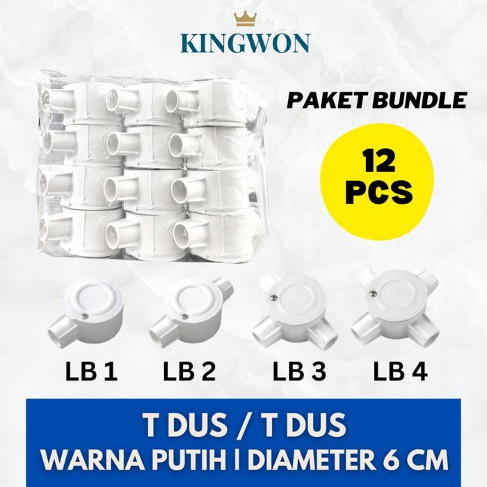 Paket Isi 12 Pcs T Dus T Dos Cabang 1/2/3/4 Putih 20Mm / Cross Dos / Tdus / Tdus Conduit Listrik