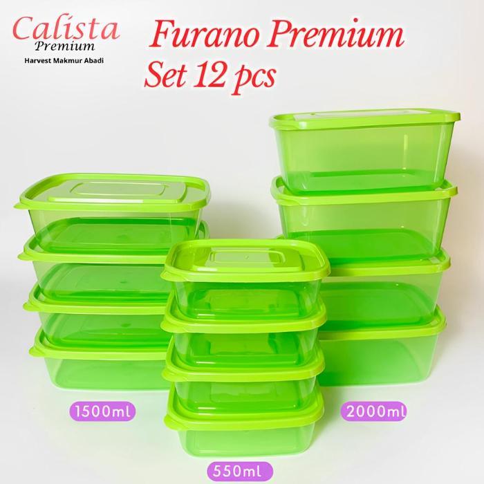 CALISTA FOOD CONTAINER 12 PCS FURANO FULL COLOUR WADAH - Hijau