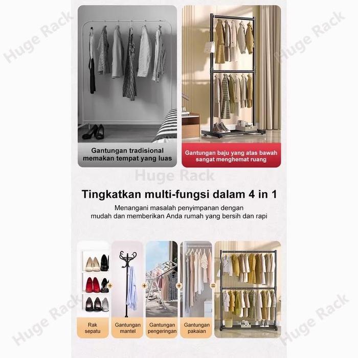BISA COD Rak Gantungan Baju Besi double Gawang Baju Jemuran Pakaian Portable Jemuran Baju Jemuran