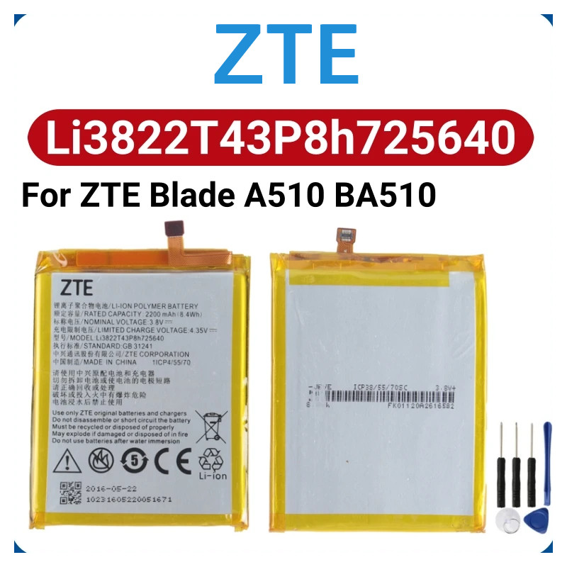 Original High Quality Li3822T43P8h725640 2200mAH Phone Battery For ZTE Blade A510 BA510 Mobile Phone