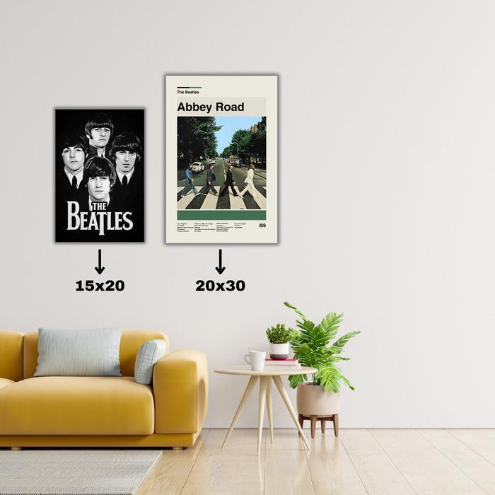 Hiasan Dinding Poster Kayu Band The Beatles Aesthetic Ukuran 15X20 & 20X30 Walldekor Pajangan Tembok