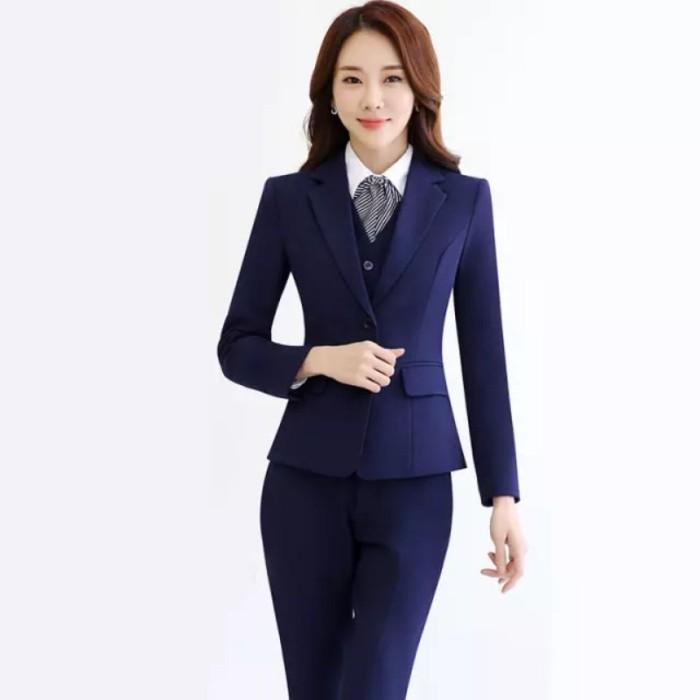 setelan jas wanita / setelan jas kantor wanita / setelan jas formal - navy, S