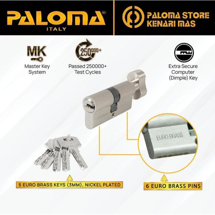 Paloma CLP 613 614 615 616 617 618 619 Deluxe KC-CK 62MM Cylinder Kunci Knob Computer Key Gold Antiq