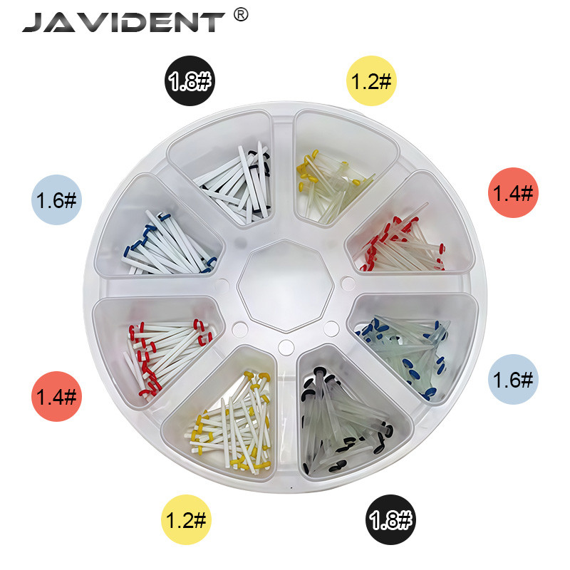 JAVIDENT 200Pcs/Box Dental Fiber Post Drills Screw/Straight Post Quartz Glass Thread Pile Kit Root