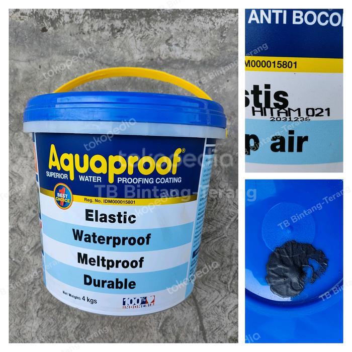 AQUAPROOF WARNA HITAM GALON 4 KG CAT PELAPIS ANTI BOCOR WATERPROOF