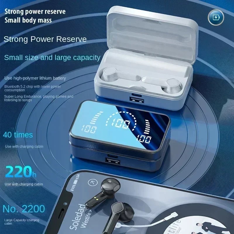 TWS Earphones Bluetooth Wireless Earphones High-Fidelity Stereo Sports Gaming Waterproof Bluetooth