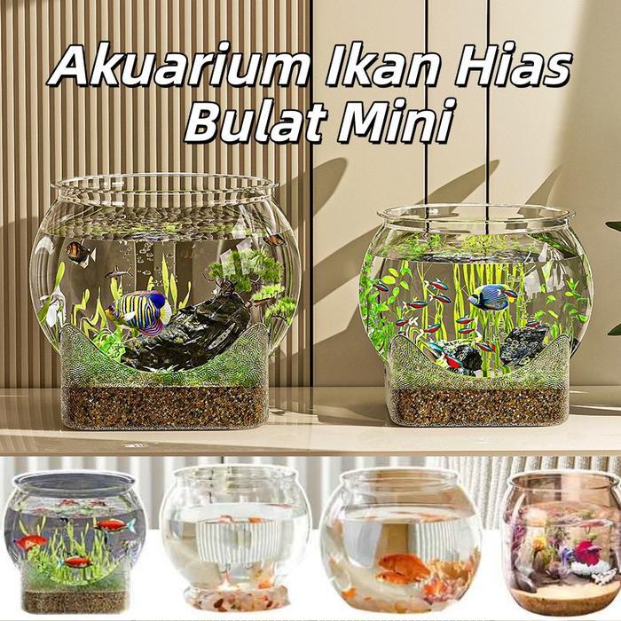 5 Ukuran Akuarium Hias Plastik/akuarium Ikan Hias/akuarium Bulat/wadah Tanaman Hidroponik/akuarium