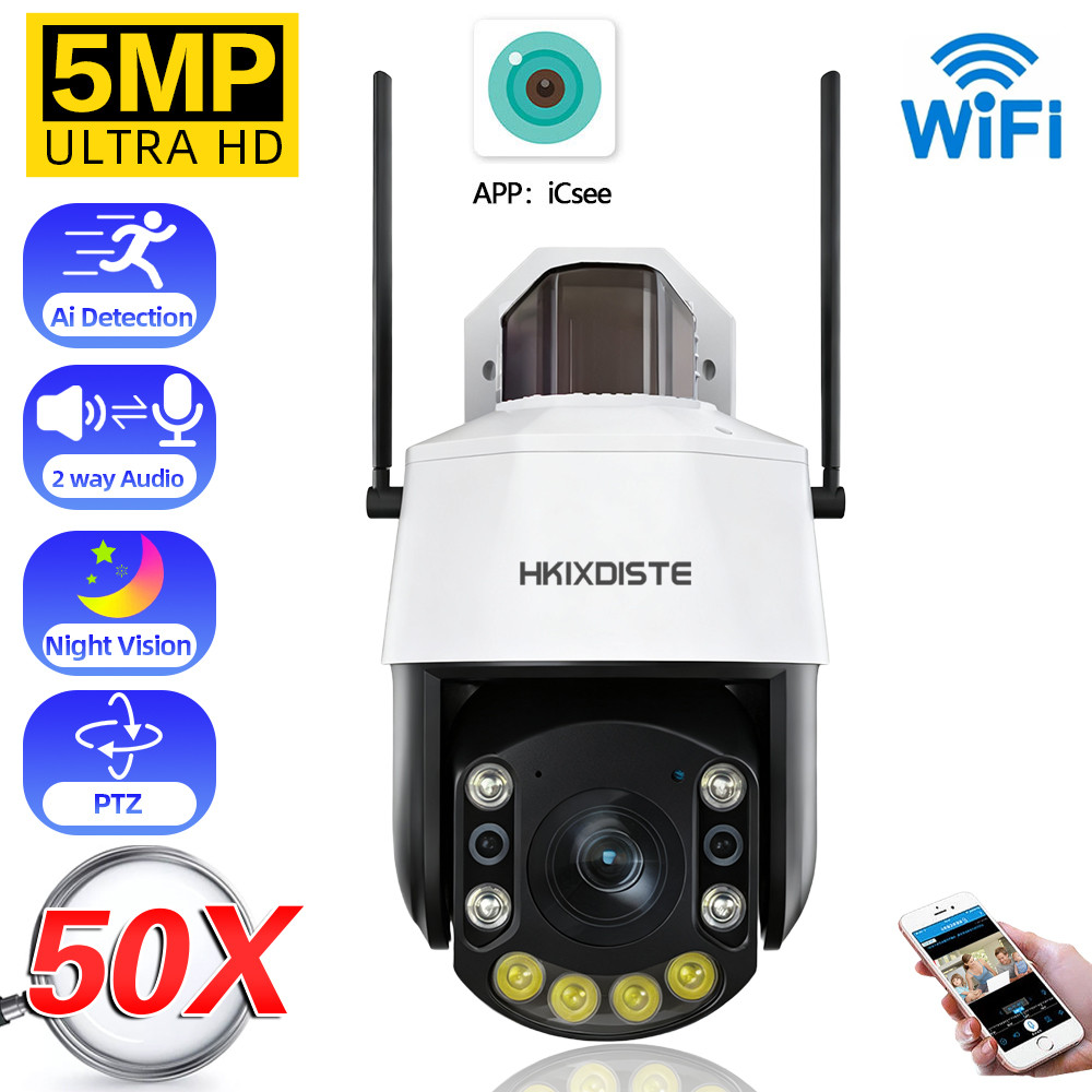 50X 30X Optical Zoom 5MP PTZ Security Camera Outdoor Waterproof Wifi PTZ IP Camera Color Night
