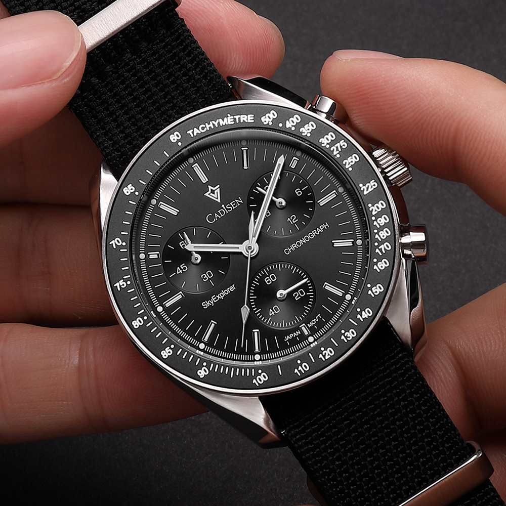 CADISEN New Men's Watches Luxury Quartz Wrist Watch For Men Sapphire AR Coated Crystal Canvas VK68
