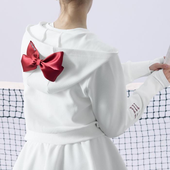 Khusus Grab Pom Peche Nova Waffle Bow Hoodie - White - Hoodie Olahraga Wanita