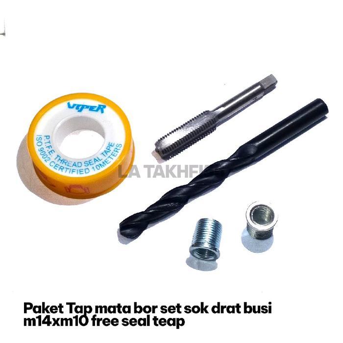 Paket Komplit Verbos Busi Set Tap N Bor Set Sok Drat Busi Pendek Motor Bebek N Metik Drat Luar
