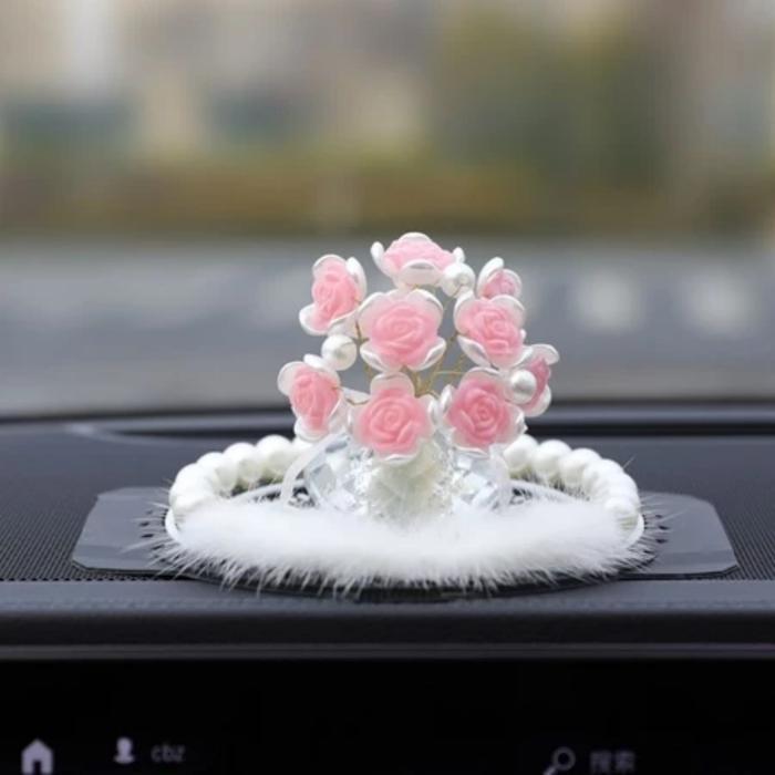MOBIL KRISTAL MAWAR TEMPAT PARFUM PREMIUM HIASAN CAR PAJANGAN AKSESORIS DASHBOARD KACA DEKORASI