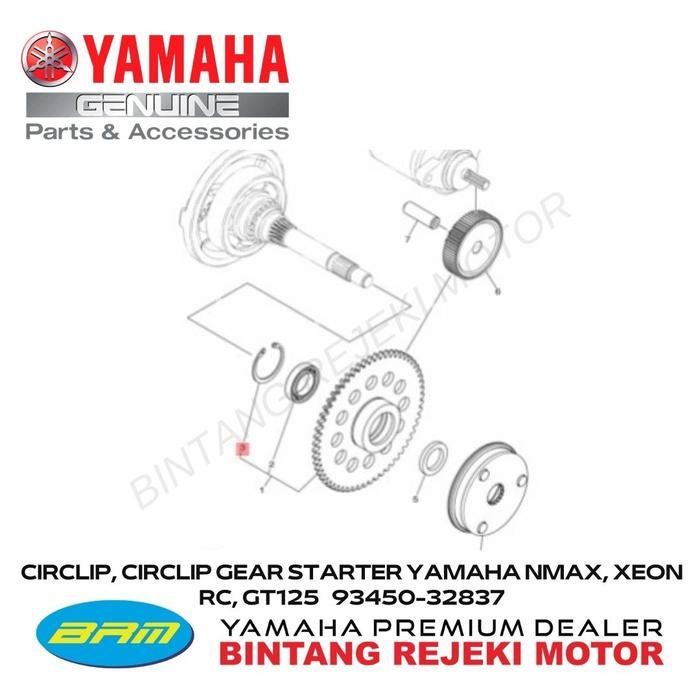 CIRCLIP, CIRCLIP GEAR STARTER YAMAHA NMAX, XEON RC, GT125 93450-32837 OK.