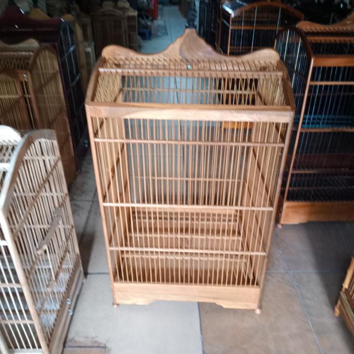 Sangkar Kandang Kotak Replika Pernis Kayu Jati No 2