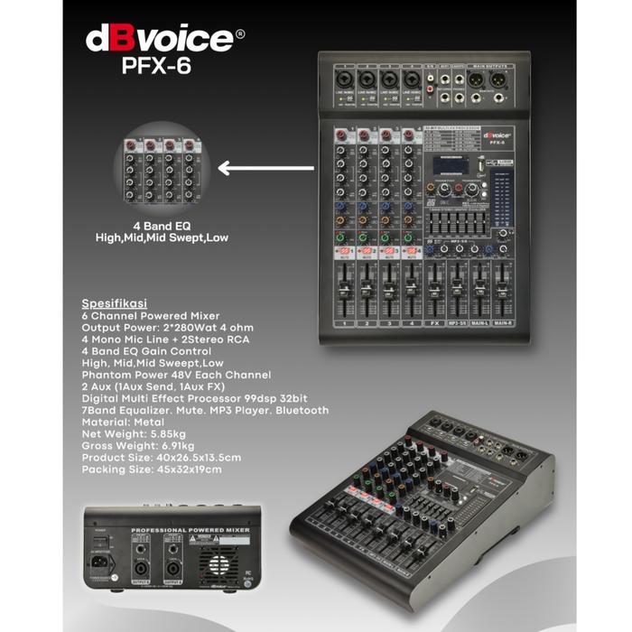Power Mixer Dbvoice Pfx 6 Power Mixer 6 Channel Bluetooth