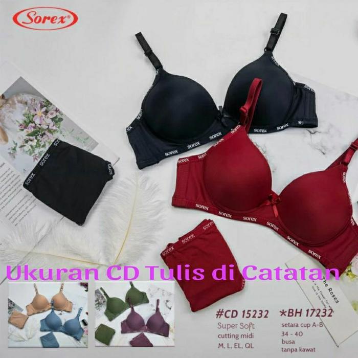 BRA SET SOREX TANPA KAWAT CUP B 17232 CELANA DALAM SOREX 15232 BH SET WANITA SUPER SOFT