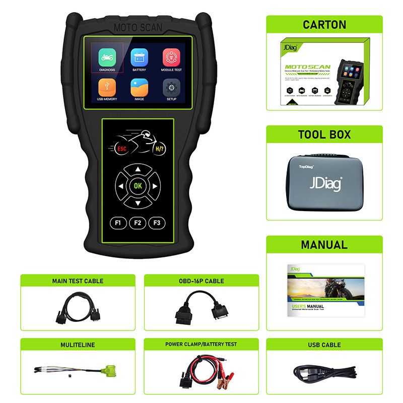 JDiag M100 Pro Motorcycle OBD2 Scanner OBD Motor Fault Code Reader Test Diagnostic Tool For Kawasaki