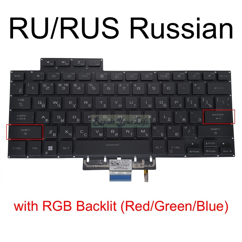 US Russian Backlit Keyboard For ASUS Zephyrus ROG M16 GU603 GU603H GU603ZX GU603ZU GU603ZW RGB