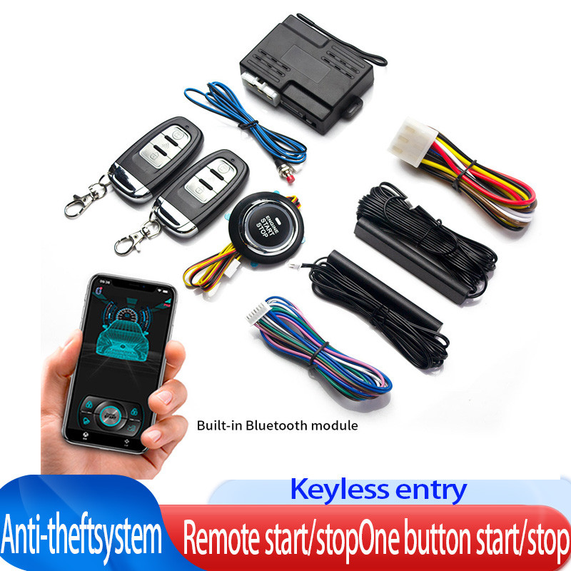 Universal Car Push Button Start Stop Keyless Entry Starter System Cell Phone Bluetooth APP PKE