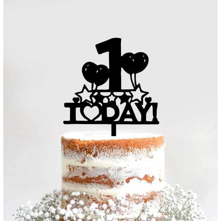 Custom Cake Topper Nama Topper Nama Akrilik 1 year 1 month today