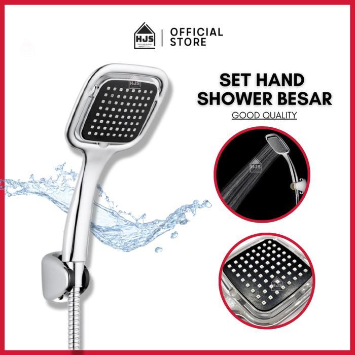 ((DISKON)) [HJS] Shower Mandi Kotak Shower Head + selang shower / Hand Shower Besar Silver Star