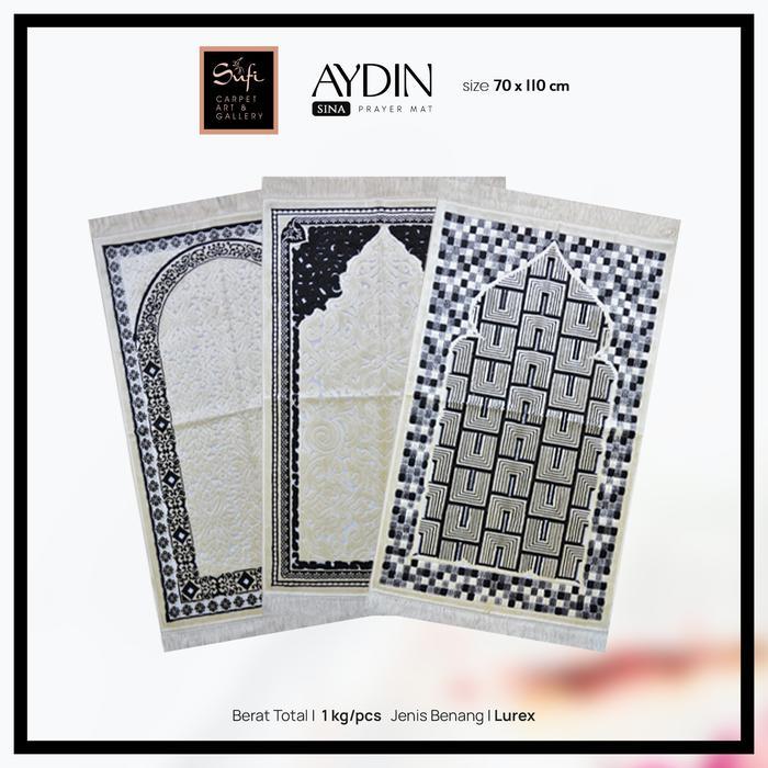 Sajadah Lipat Aesthetic Turki Halus Aydin Sina 70x110 Cm - Black