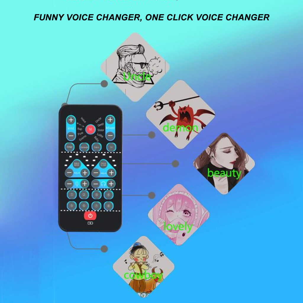 Multi-Function Voice Changer Sound Card 8 Voice Modification Effects Microphone Voice Changer for