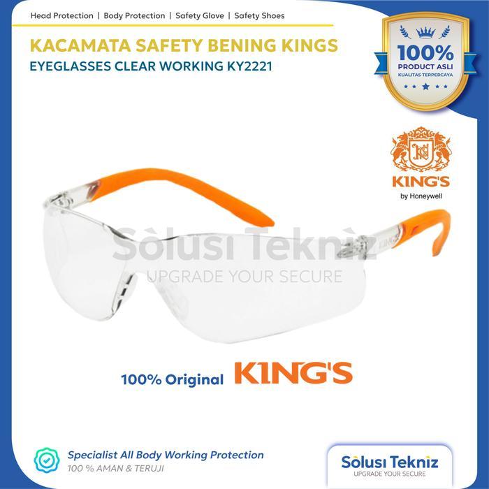 Safety Kings Bening Kacamata Safety Bening Anti Gores Pelindung Mata dengan Lapisan Anti UV Kacamata