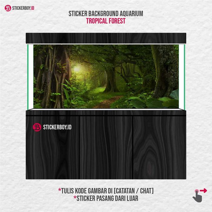 Premium Stiker Background Aquarium Motif Hutan Wallpaper Aquarium Premium Original