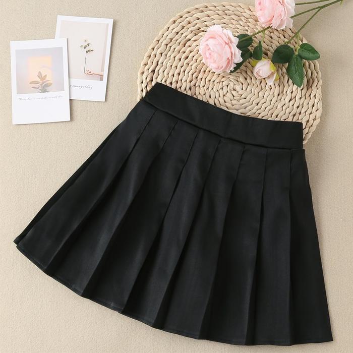KOREAN MINI SKIRT / ROK PENDEK KOREA / ROK LIPIT / ROK MINI POLOS / ROK TENIS - HITAM, S
