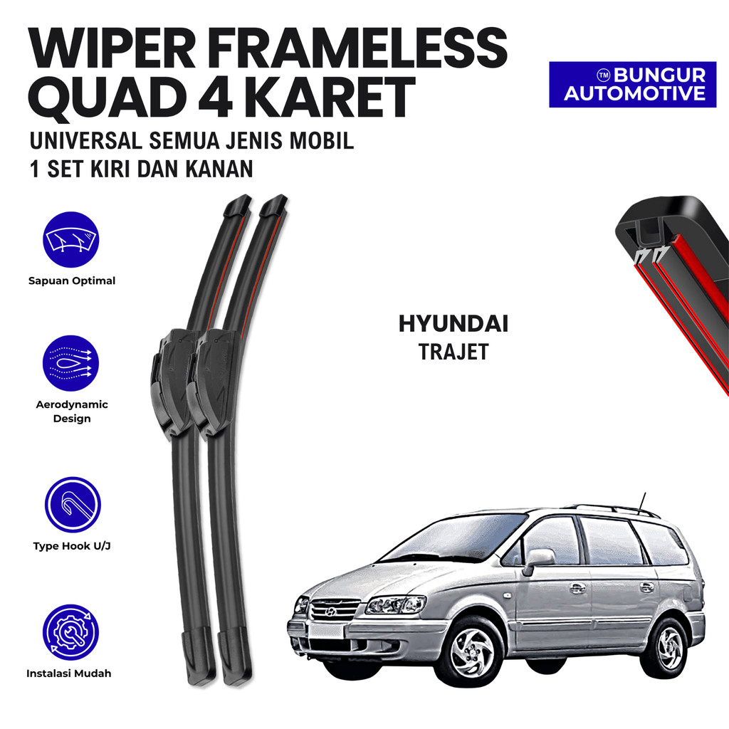 Wiper Hyundai Trajet Quad Kaca Depan Mobil