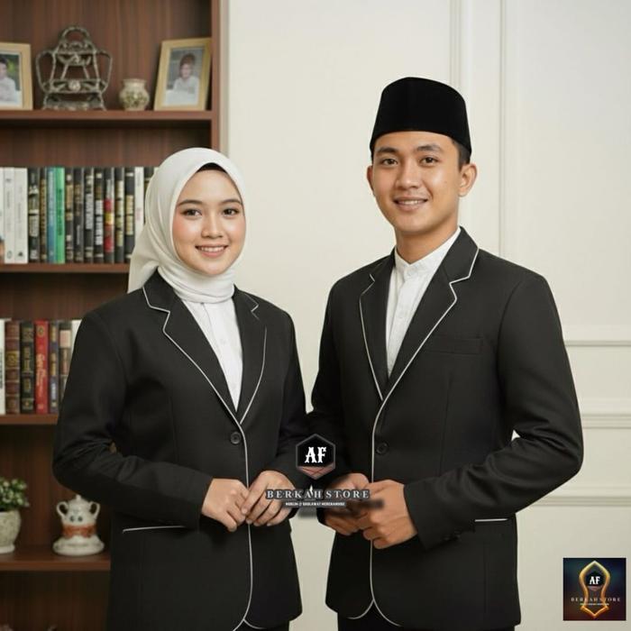 ASLI Jas Almamater Warna Hitam Lis Putih Almamater Pondok Jas Santri Jas Almet OSIS Siswa SMP SMA