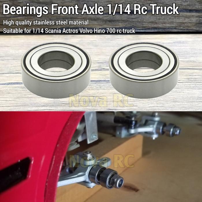 2pcs Bearing axle roda depan RC truck 1/14 tamiya hercules lesu bahan stainless kuat tahan karat