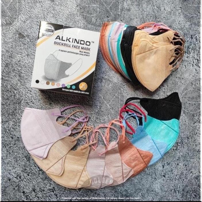 "New" Masker Duckbill Alkindo Embos 3 Ply Mix Warna (50pc)