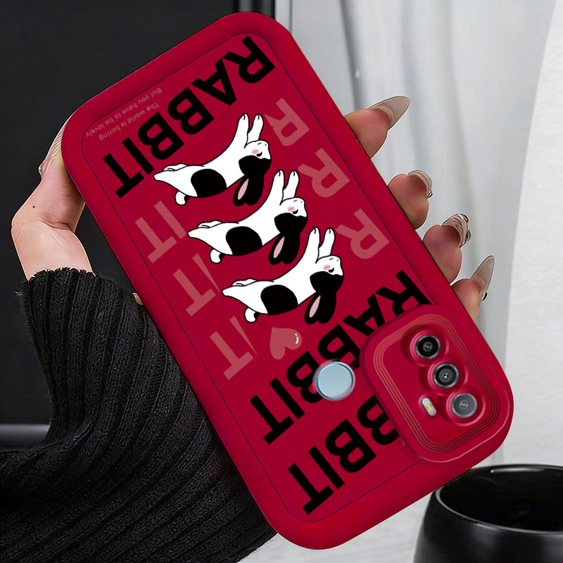 Casing Hp untuk OPPO A53 A53s A32 A33 2020 A11s Case Kelinci berwarna seperti sapi perah Kasing sili
