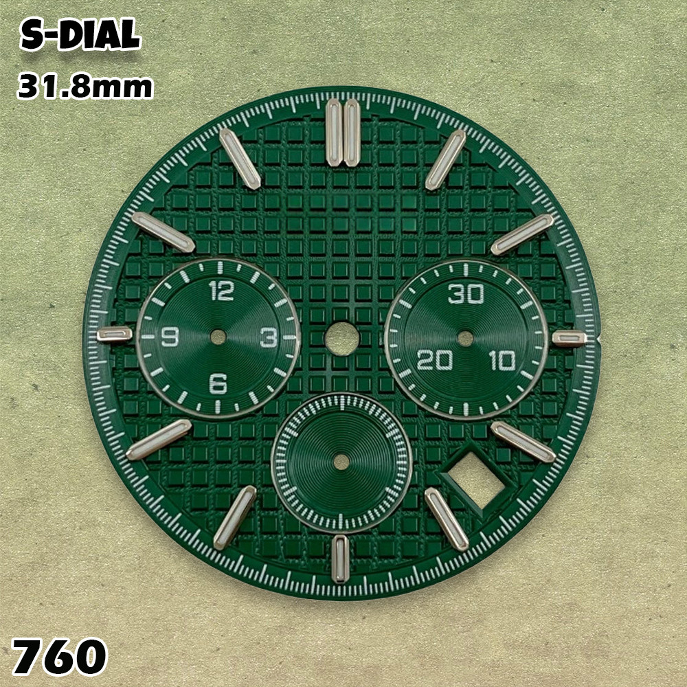 new NG S Logo 31.8mm DTN Panda Dial AP Dial Suitable for VK63 Quartz Movement Green Luminous Watch